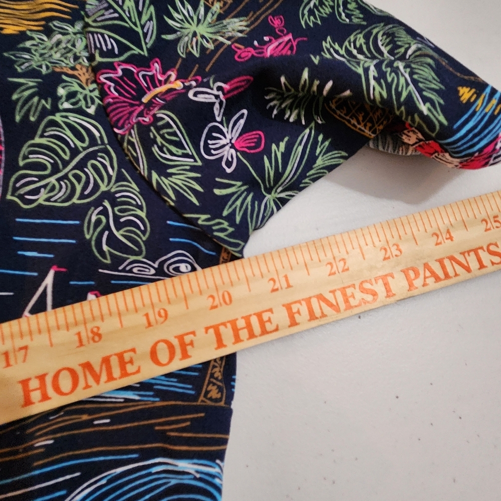 D&Co Denim And Company Tropical Print Midi‎ Tie Belt Shirt Dress Size 1X - Picture 9 of 11